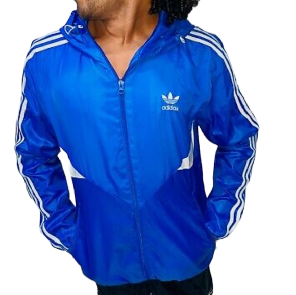 Super Rare Vintage Adidas Originals Jacket Windbreaker Blue Shell Cal Surf - Picture 2 of 6